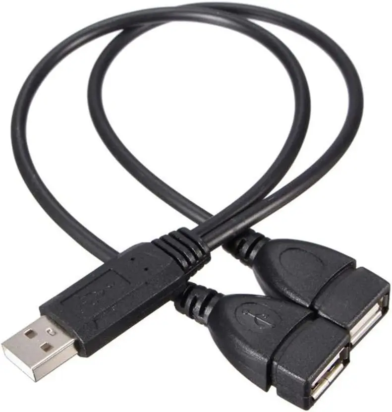 USB 2.0 One Male To Two Female Extension Cable 1 To 2 Splitter Dual Port Charging Data Sync Cord for Laptop PC Phone Power Bank