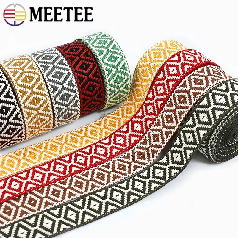 

Colorful Jacquard Cotton Webbing Tape 2-10M Sewing Bag Nylon Strap Belt Sling Ribbon Clothing Braid Decorative Lace Trimmings