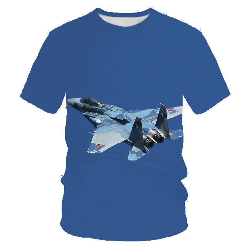 Aircraft Fighter Graphic T Shirt for Men Tops 3D Printing Womens Clothing Summer Casual Kids T-shirt Funny Boys Girls Streetwear