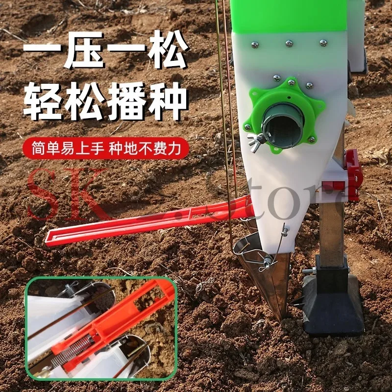 Corn seeding tool, soybean planting spot-and-click device, manual fertilization integrated machine