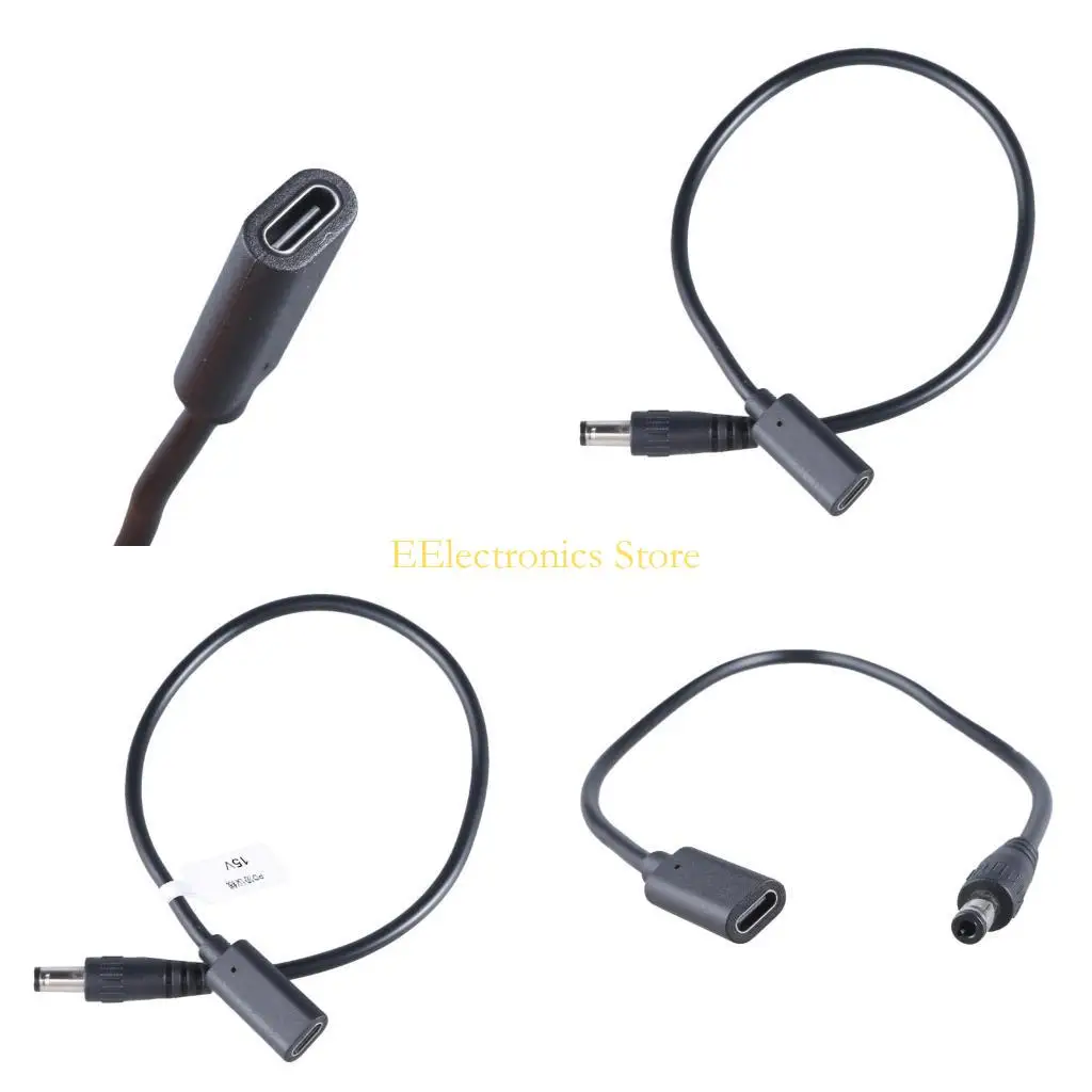 B03C Type C to DC5.5x2.5mm Connectors Power Cable Fast Charging Cord 9V/12V/15V/20V Output Voltages for Routers LED Light