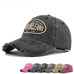 2025 Unisex Washed Cotton Baseball Cap New Orleans Embroidered Vintage Snapback Hat Men Women Streetwear Outdoor Sports Hats