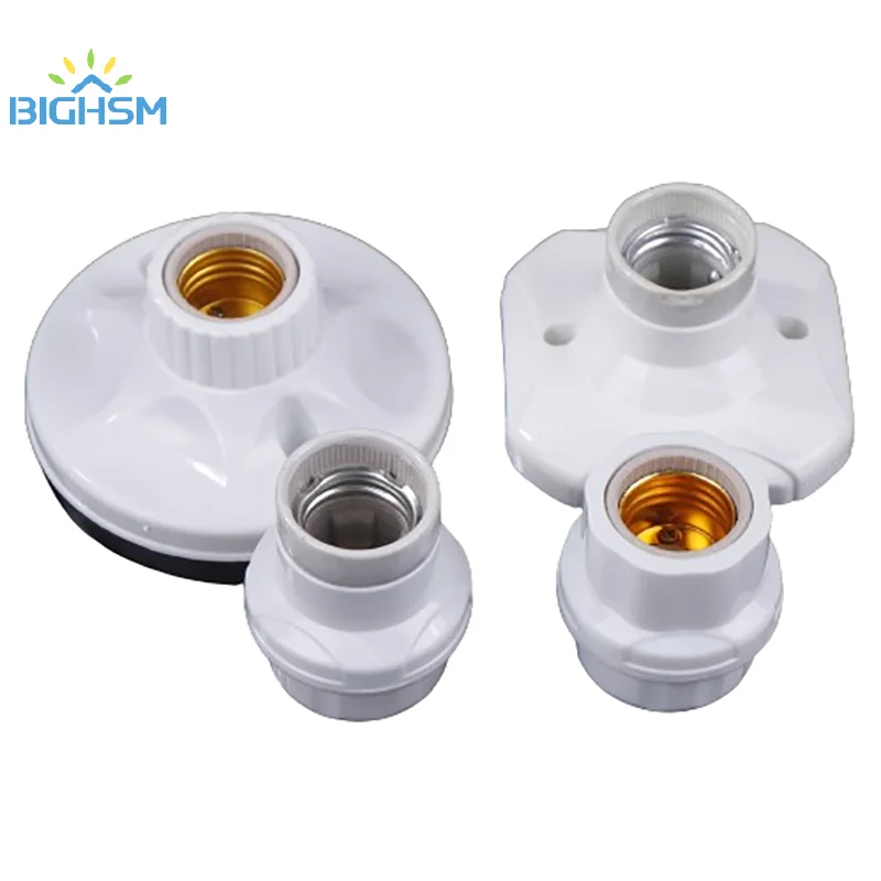 แขวนโคมไฟฐานซ็อกเก็ต E27 เซรามิคหลอดไฟ LED ผู้ถือสแควร์รอบฐานซ็อกเก็ต 6A 250V DIY อุปกรณ์แสงสว่าง