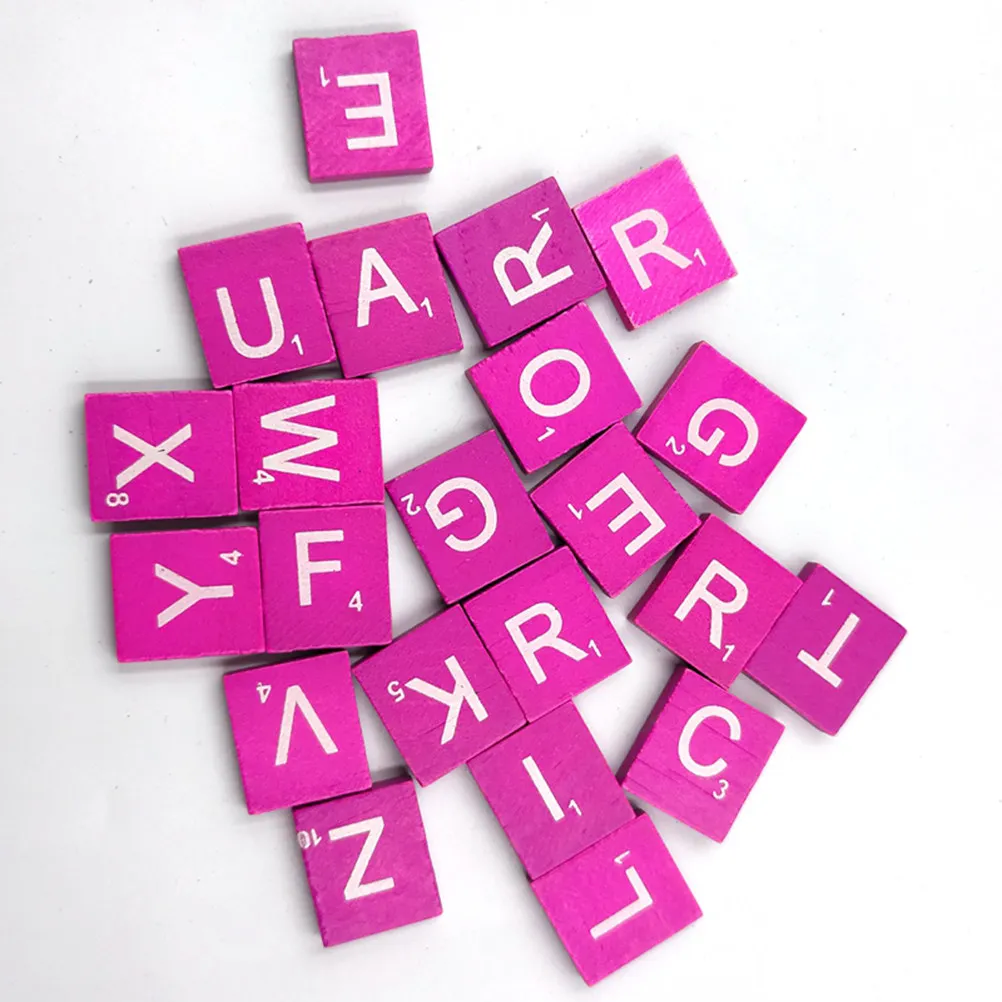 100 قطعة من مكعبات الأبجدية الخشبية الطبيعية الوردية، 26 حرفًا للأطفال، ديكور وحرف يدوية، لعبة خشبية تعليمية للأطفال