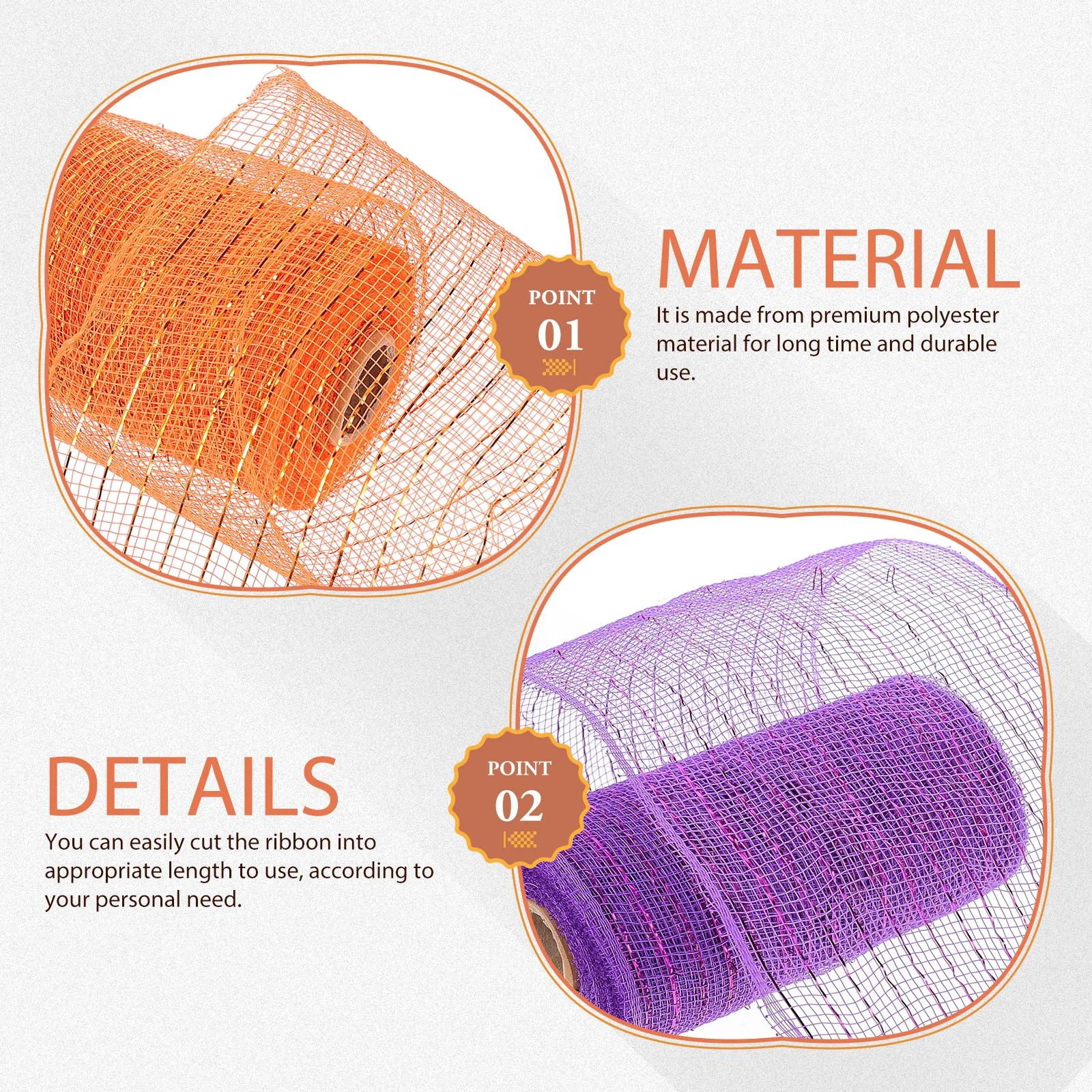 

3 Rolls Metallic Foil Poly Mesh Ribbon Halloween Decorative Mesh For Gift Wrapping Diy Crafts Wreath Making Polyester Ribbons