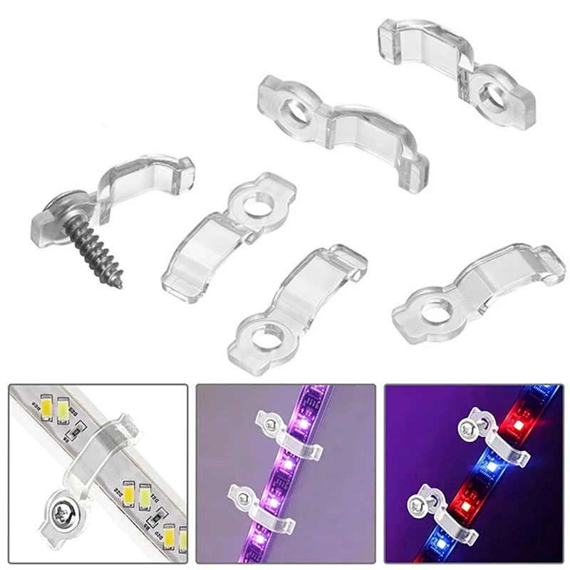 1set Mounting Brackets Clip Side Fixing Clips With Screws 10MM For 5730/5050/2835/3014 SMD LED Waterproof Strip Light