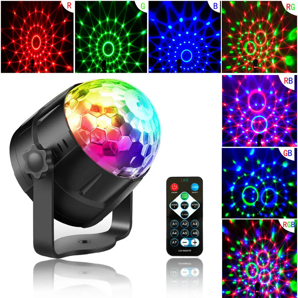 Sound Activated Rotating Disco Light Colorful LED Stage Light RGB Laser Projector Light DJ Party Light For Home KTV Bar Xmas