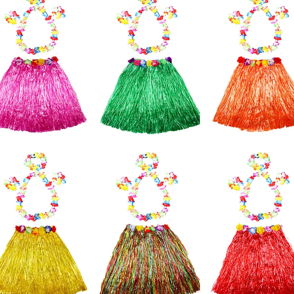 

Skirt Set Colorful Costume Luau Party Kids Grass Skirt Tropical Beach Island Themed Events Safe Comfortable