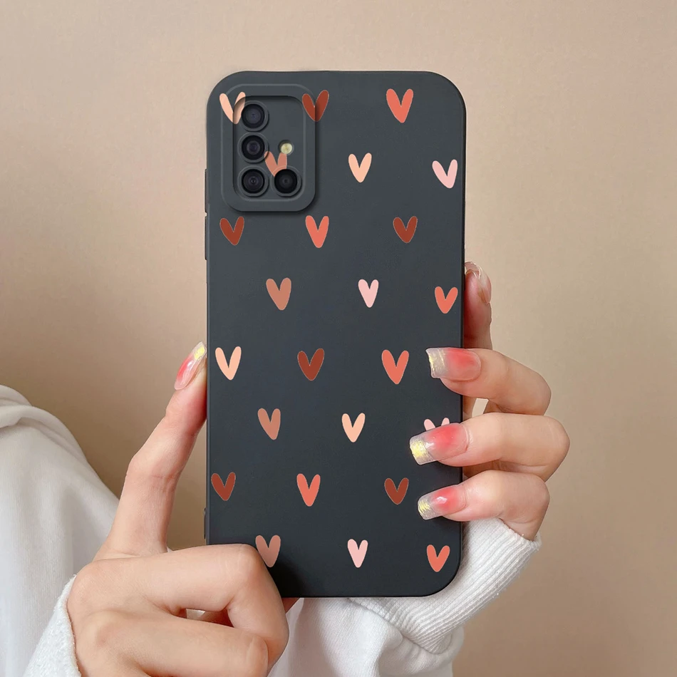For Samsung A51 A71 A31 Phone Case Simple Heart Liquid Silicone Camera Protection Back Cover For Samsung Galaxy A 51 71 31 Funda image 5