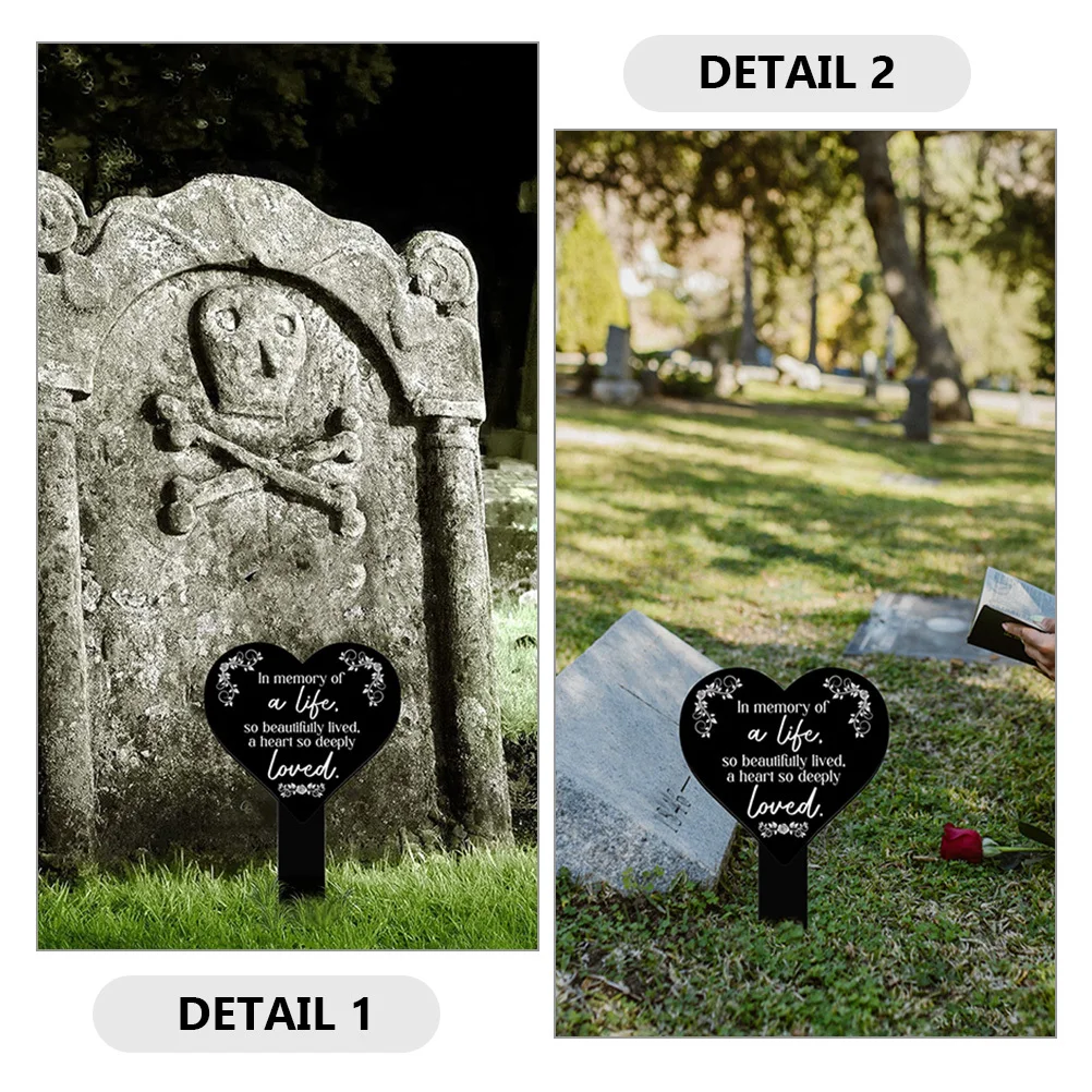 

Heart Cemetery Stake Memorial Sign Durable Acrylic Garden Grave Marker Outdoor Decoration Outdoors Decorations for Cemetery