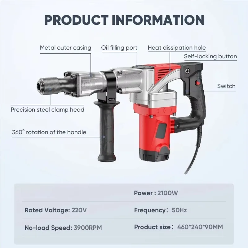 Heavy Duty Industrial Electric Breaker Single Function High Power Concrete Demolition Lightweight Hammer