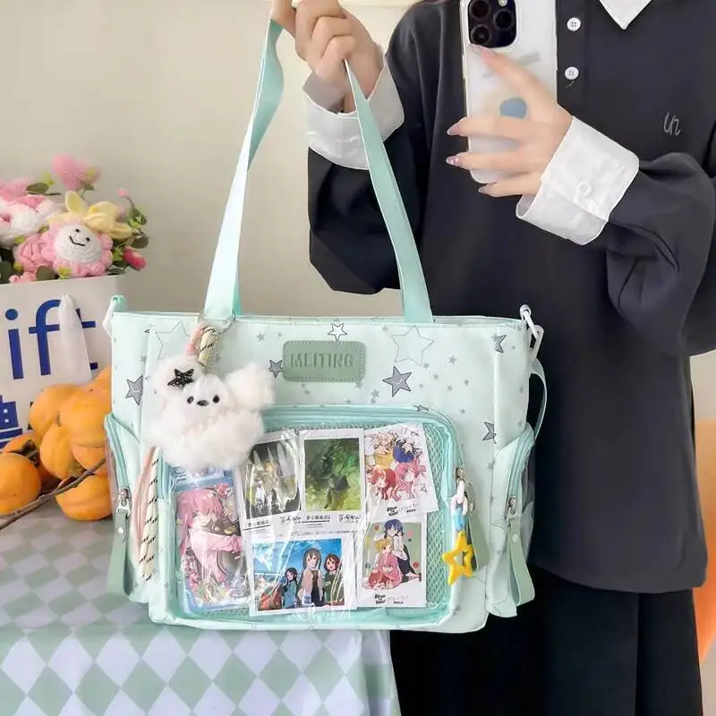 Neue Y2K Niedliche Stern-Comic Ita-Tasche Damen Mode Schultertaschen Lolita Mädchen Transparente Tragetasche DIY Display Umhängetasche Handtasche – Detail 12