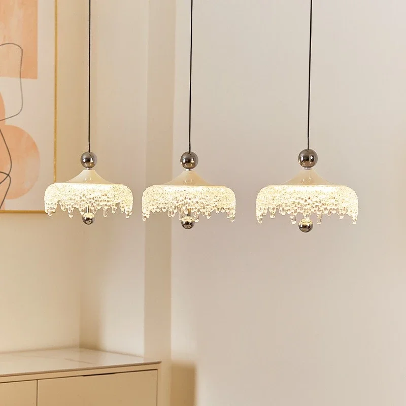 Cream wind three-headed long plate restaurant chandelier medium antique dining table bar light