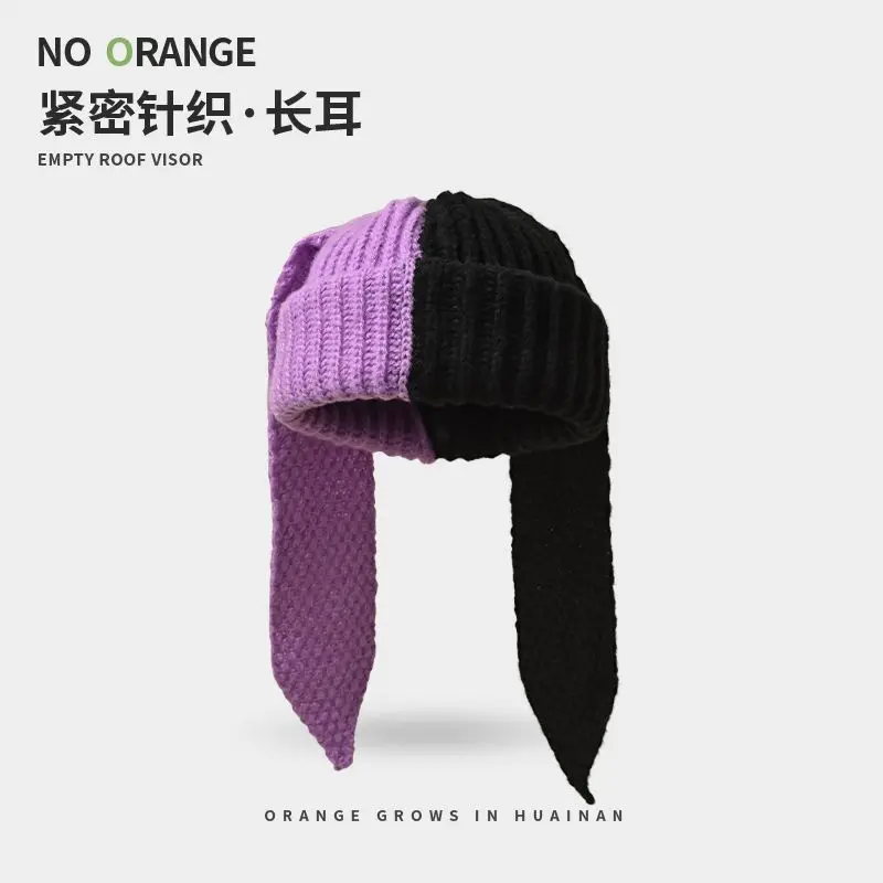 New Autumn and Winter Color Knitted Long Ears Rabbit Ears Hat Woman