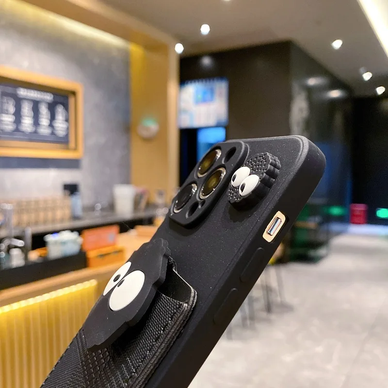 Para Samsung Galaxy x-cover 7 5 M13 M53 M52 M33 M23 M14 M54 M15 M55 M32 funda con cordón cruzado bolsa de tarjeta negra de dibujos animados funda de teléfono