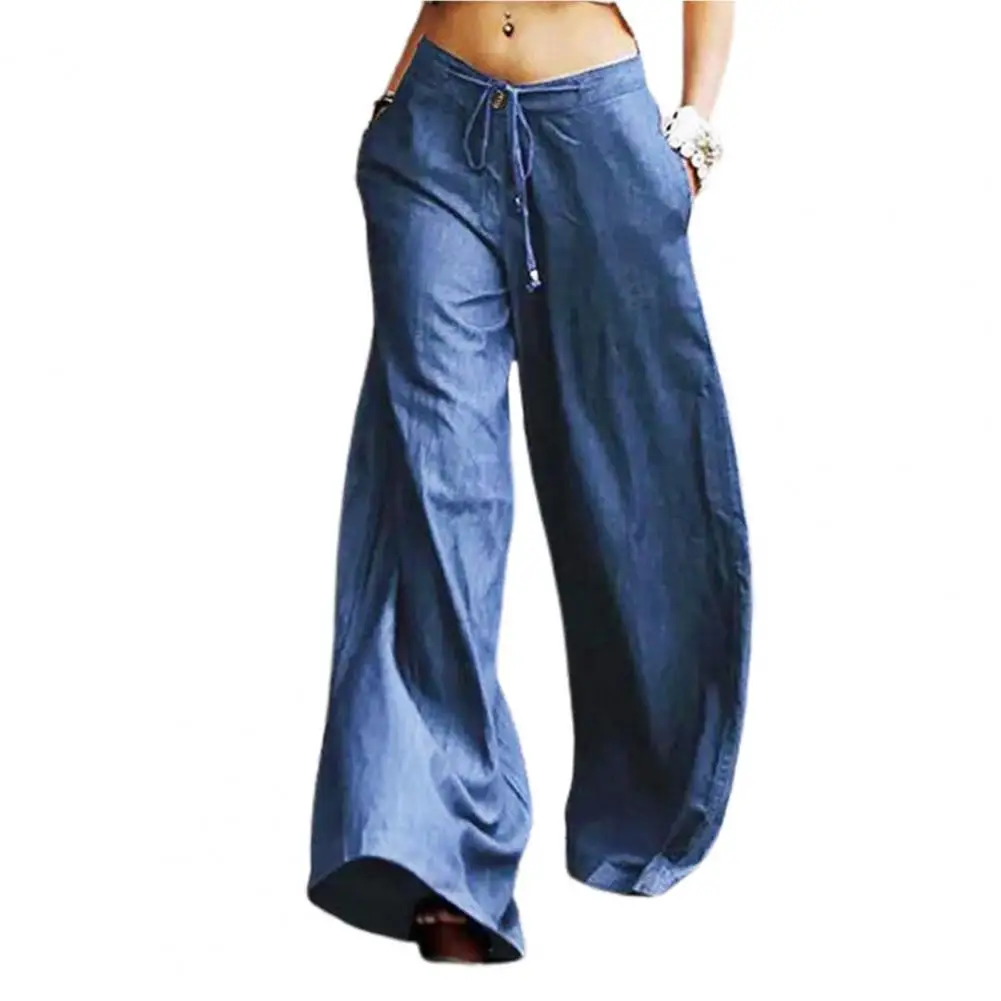 

Summer Women Wide Leg Pants Drawstring High Waist Straight Long Trousers Oversized Casual Pants Fashion Maxi Pants Streetwear