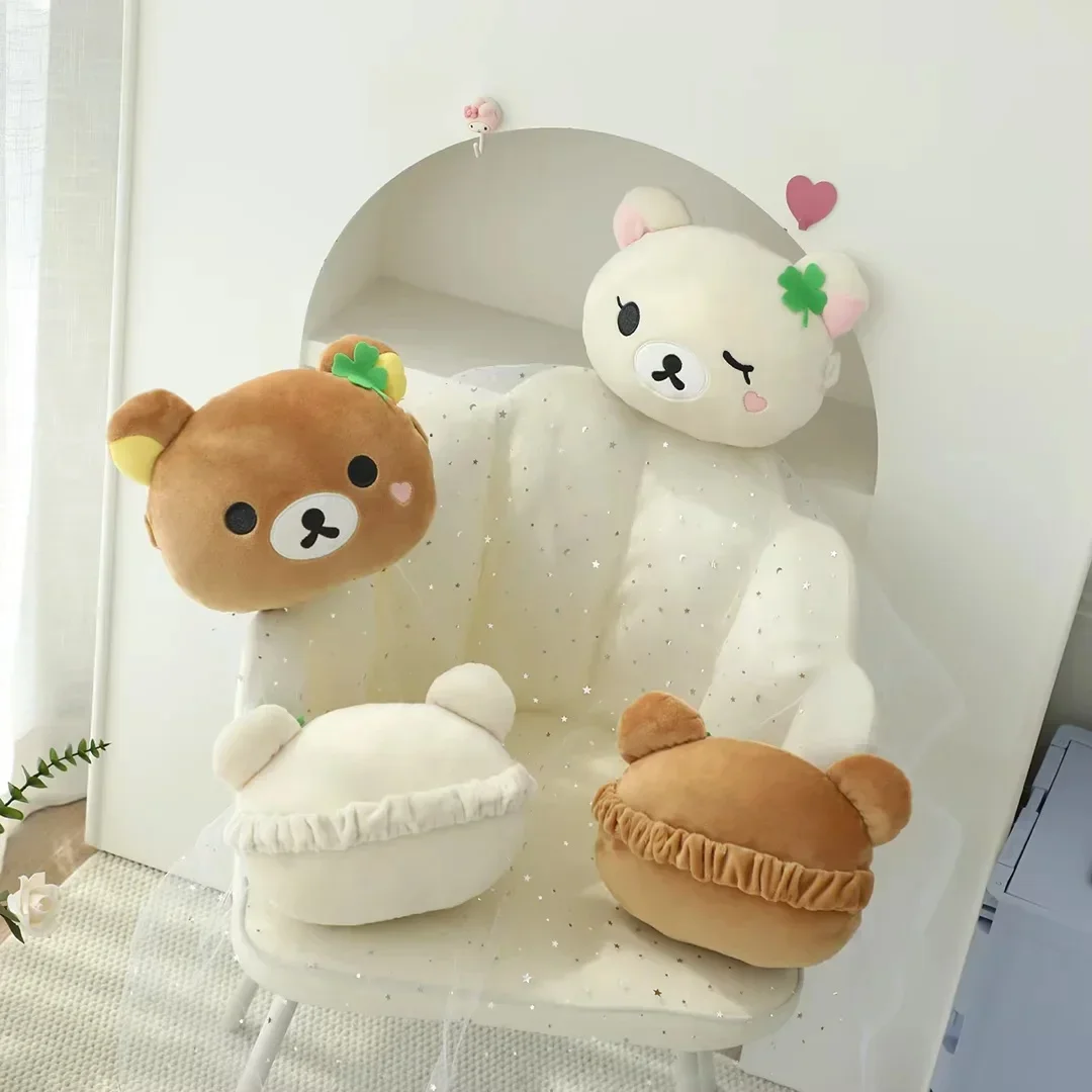 Cute Rilakkuma Car Headrest Seat Belt Cover Soft Fluffy Kawaii Bear Car Neck Pillow Car Interior Accessories for Girls Women - view 6