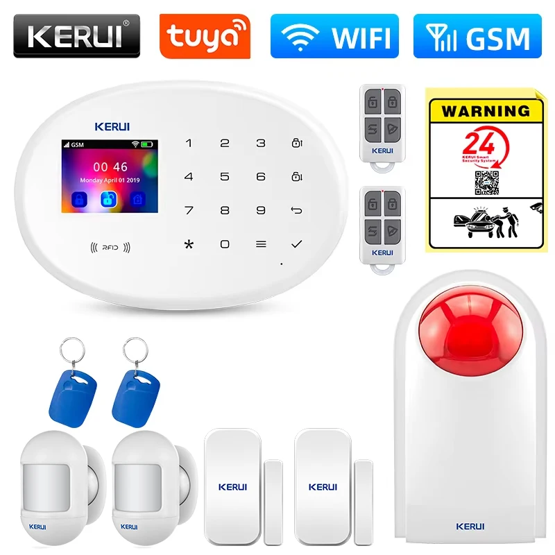 

KERUI W202 Main Unit GSM WIFI Alarm Home Alarm System Kit Security Protection Tuya Smart APP Support Alexa Motion Sensor