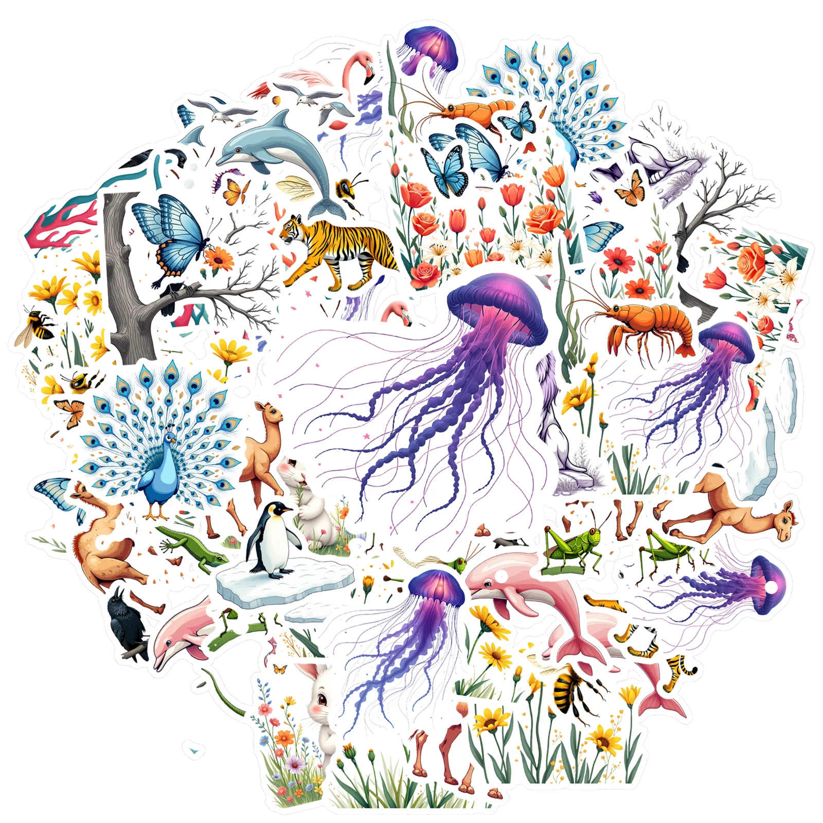 35pcs-150pcs Nature Animals Stickers Cute Insects Stationery Stickers Stickers For DIY Phone Laptop Scrapbook Bike