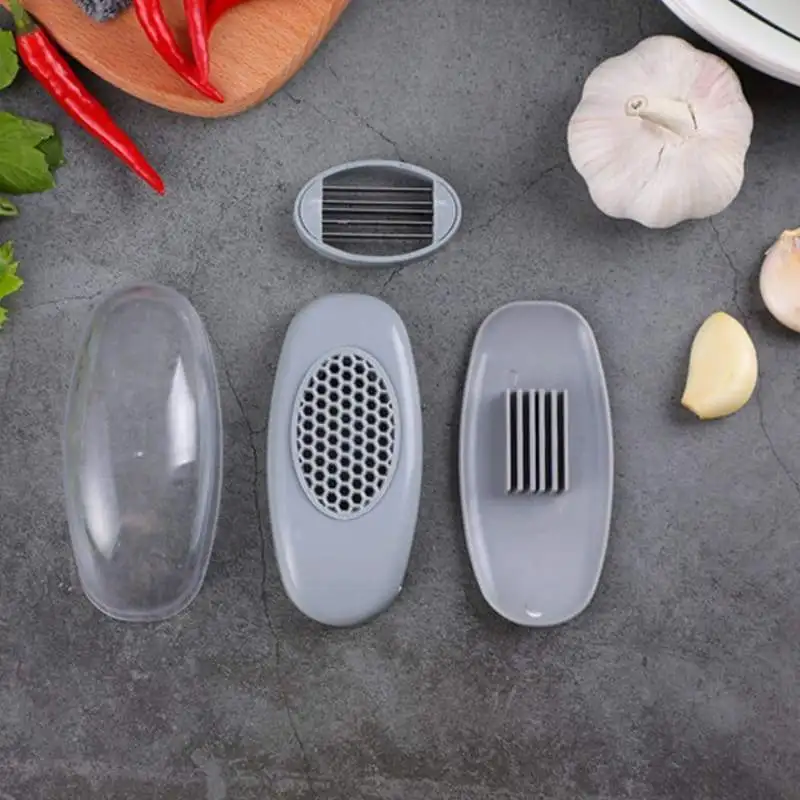 Portable 2-in-1 Garlic Processor Steinless Steel Garlic Press and Slicer Garlic Crusher Chopper Kitchen Utensils Accessories New