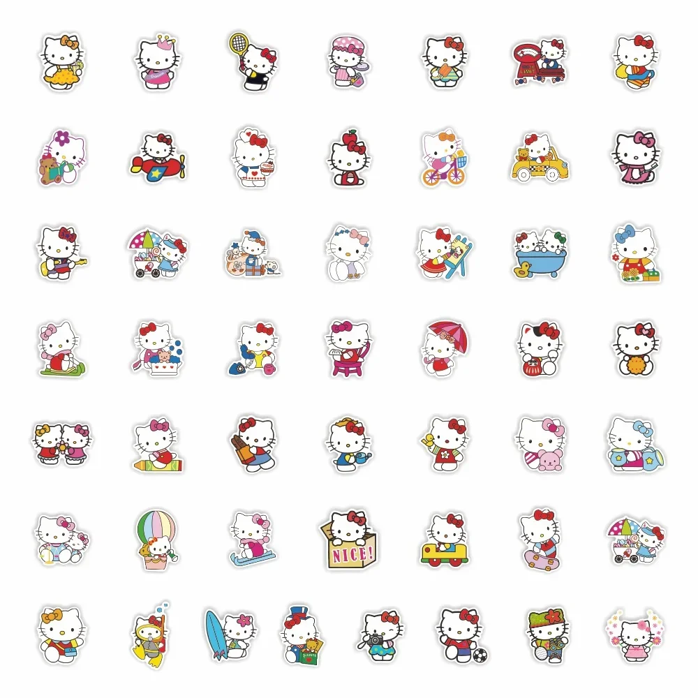 50/100Pcs Hello Kitty Cartoon Stickers Girl Decals for Laptop Diary Scrapbook Stationery Car Decoration Sticker Kids Toys