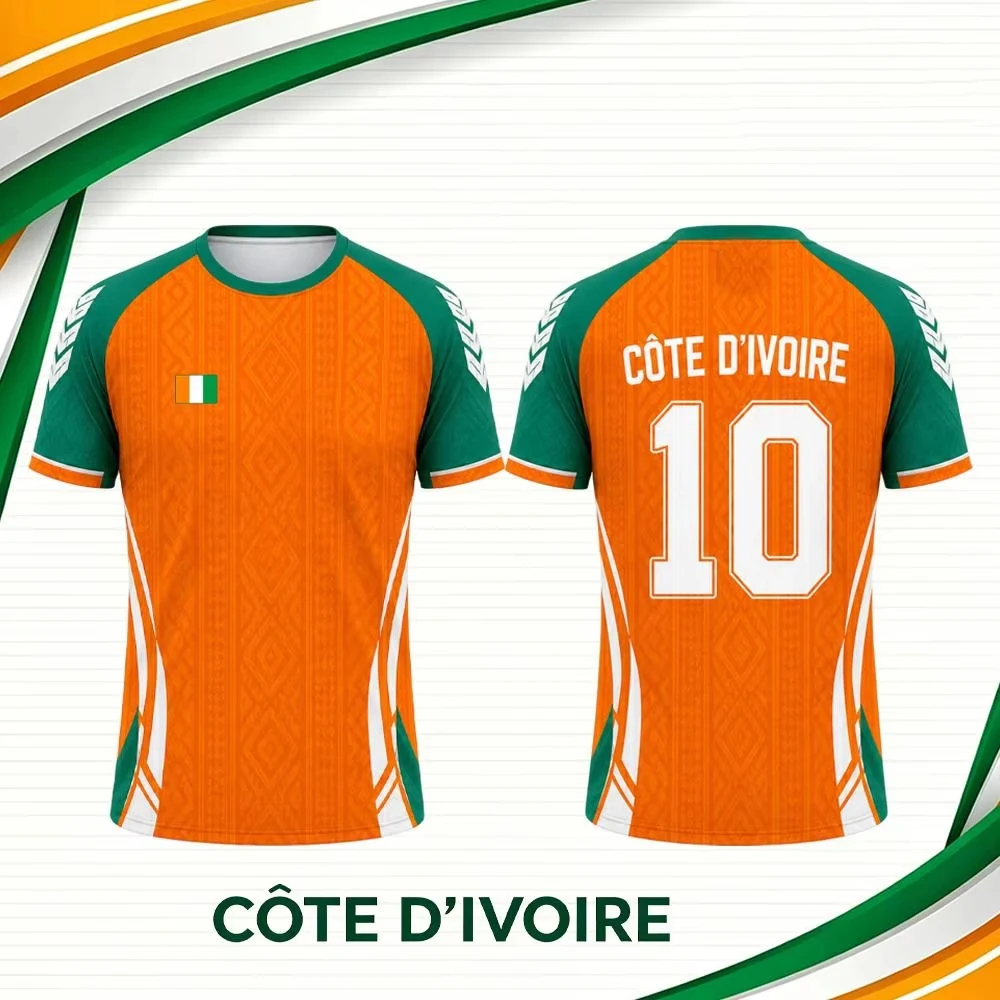 2026 New Cote D'Ivoire Flag Print Jersey T-shirt Breathable Outdoor Sports Football Tee Men's And Women's Casual Sports Uniform