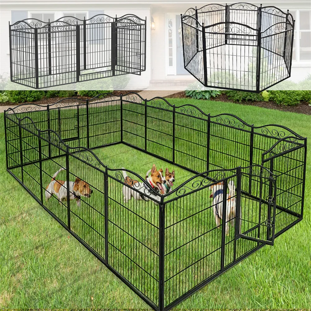 

Heavy Duty Dog Playpen Large Metal Pet Enclosure Outdoor Indoor Exercise Fence with Gate for Dogs Puppy Kennel Portable