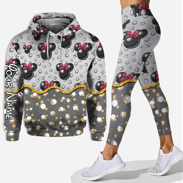 

2024 Disney Customize Minnie 3D Women's Hoodie Set Mickey Yoga Pants Sweatpants Women's Yoga Hoodie Leggings Fashion Tracksuit