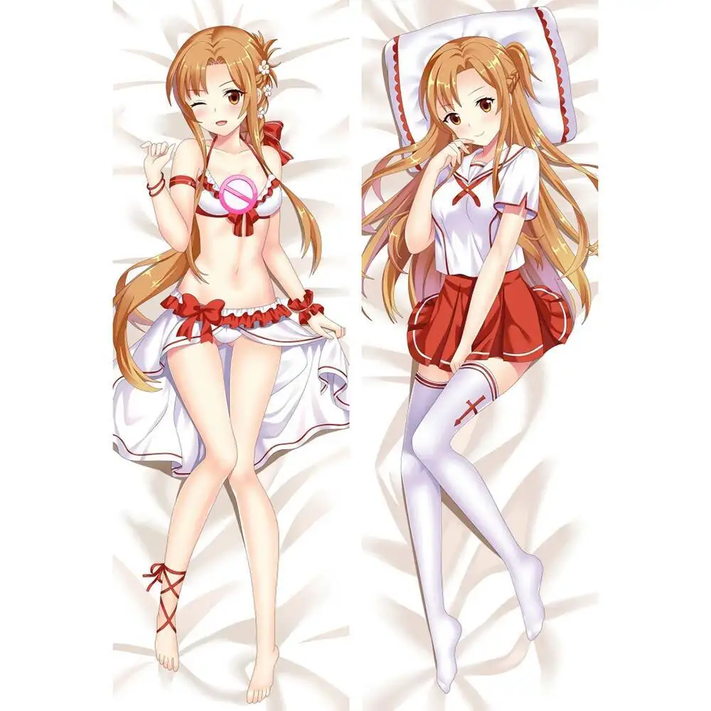 Fundas de almohada decorativas para el cuerpo, funda de almohada con bisagras, Anime japonés Sword Art Online Yuuki Asuna Dakimakura
