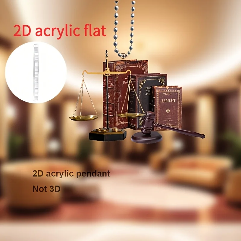2D خمر العدالة الموازين قلادة الاكريليك كتب القانون حلي معلقة عيد الميلاد اكسسوارات احتفالية الديكور هدايا العيد