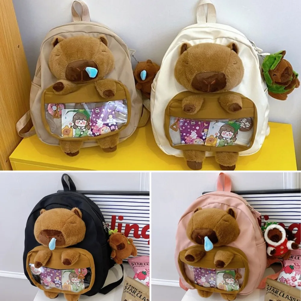 

Gift Snot Capybara Anime Backpack Lightweight Large Capacity Storage Bag with Plush Pendant Schoolbag Children Girl Boy