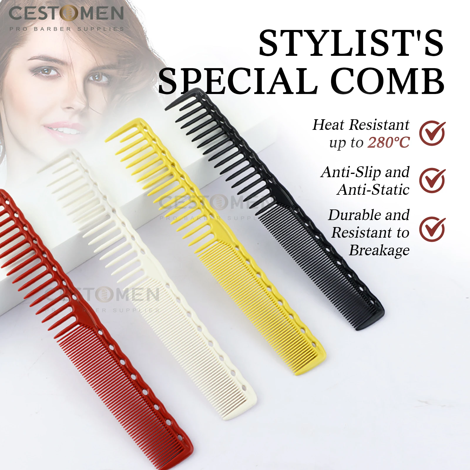 

NEW Professional Stylist Tapered Comb For Men Hair Cutting Combs Heat Resistant Smooth Hairdresser Comb Barber Styling Tools