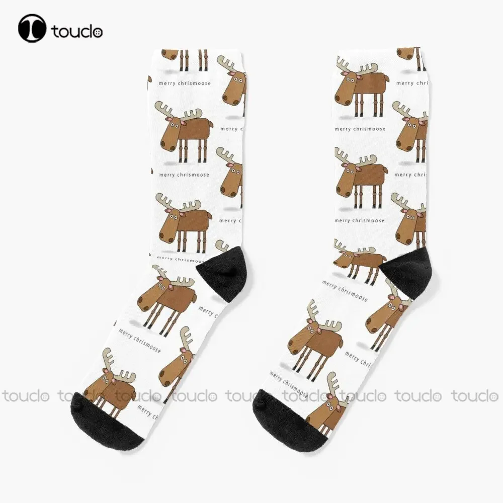Merry Chrismoose Socks Personalized Socks Personalized Custom Unisex Adult Teen Youth Socks 360° Digital Print Custom Gift