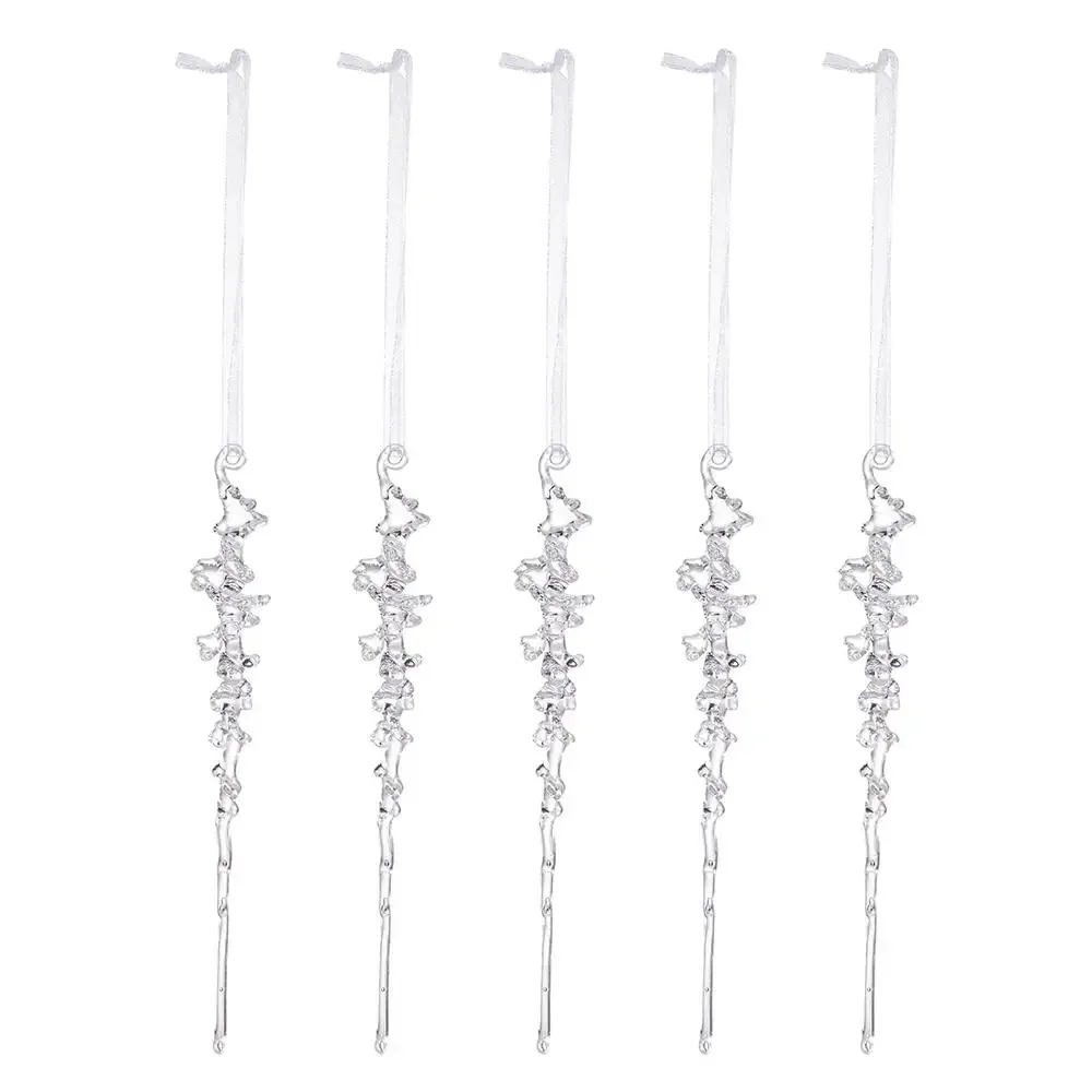 5 قطعة الحلي جليد الاكريليك مقلد واقعية متجمد الجليد شكل شجرة عيد الميلاد الشتاء ديكور معلق DIY بها بنفسك الحرفية قلادة