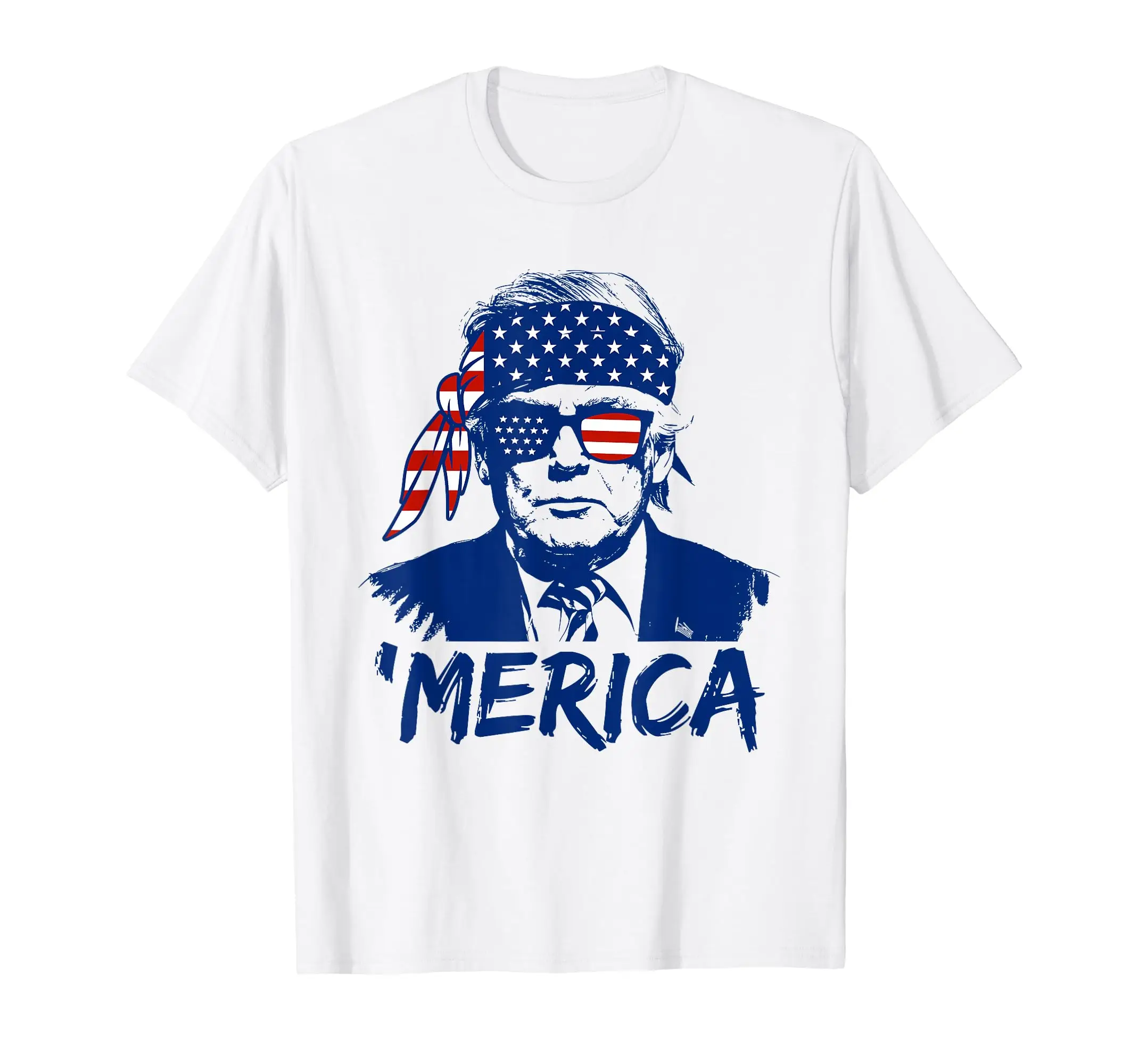 'MERICA TRUMP Happy 4th Of July Trump American Flag T-Shirt