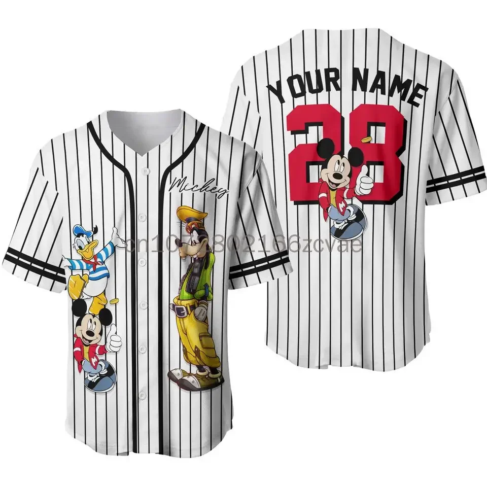 2024 Summer Button Goofy Dog Black Orange Cartoon Disney Custom Baseball Jersey Training Uniform Adult/kid Gift Baseball Tee