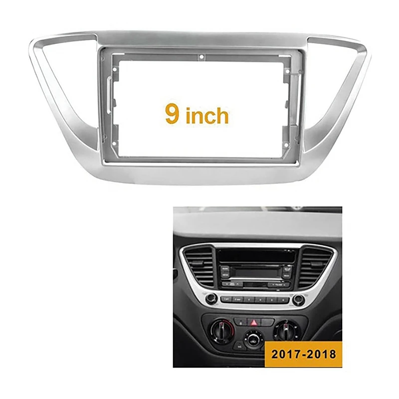 New-2Din 9Inch Car Stereo Radio DVD Panel Facia Frame Trim For Hyundai Solaris 2 Accent Verna 2017-2018