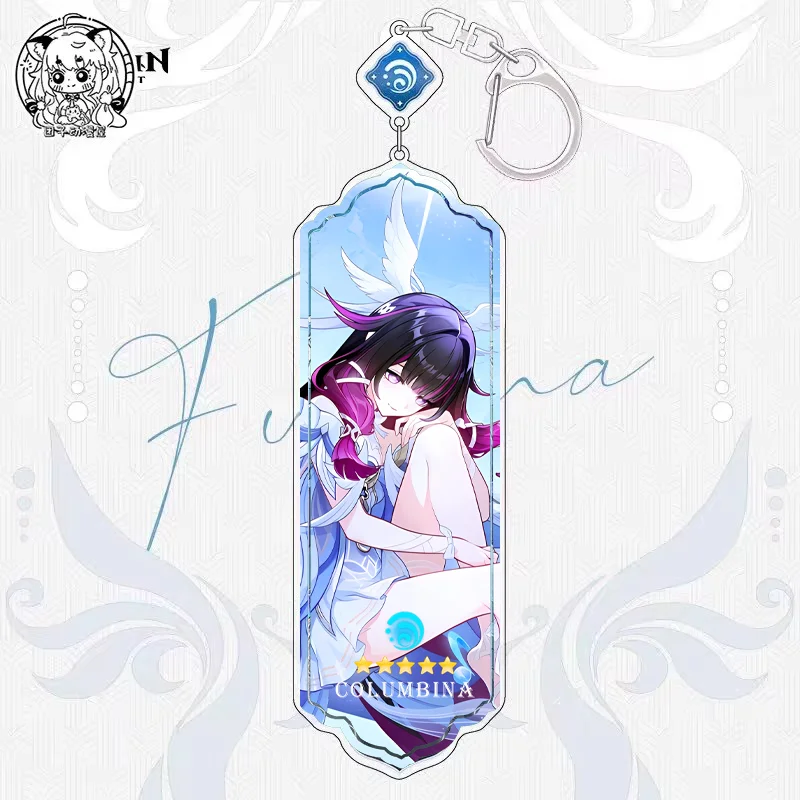 Anime Keychain Furina Hutao Sandrone Mualani Kinich Interlayer Key Chain Accessories Cute Bag Pendant Key Ring for Fans Gift