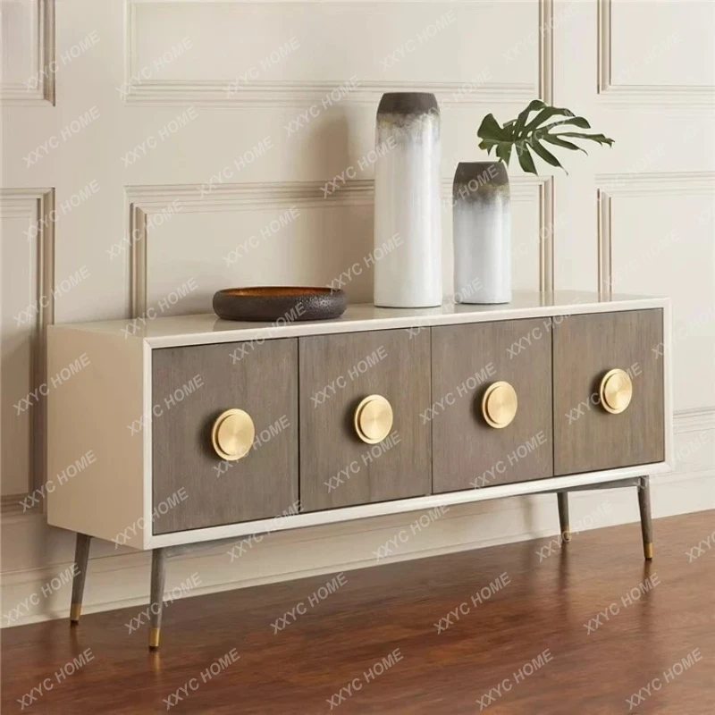 Hh2cc Living room light luxury high TV cabinet post-modern simple solid wood high cabinet furniture