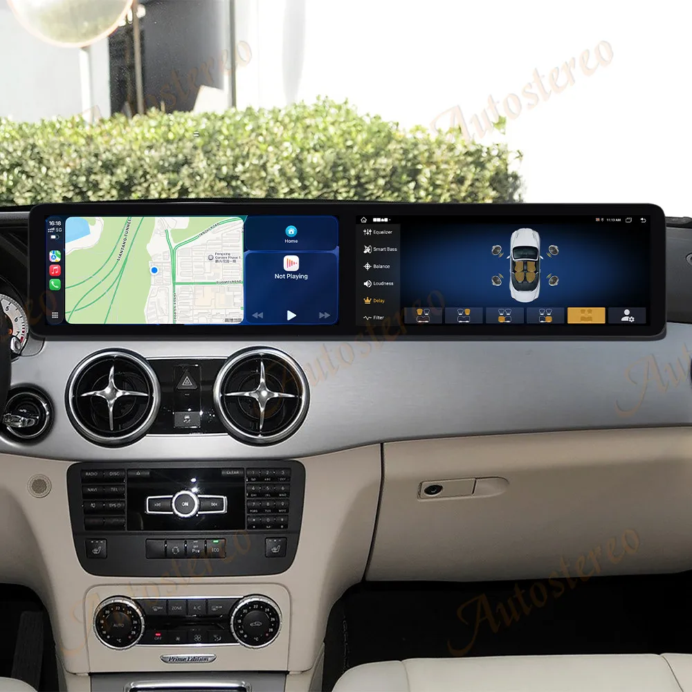 Dual 12.3 inch  Screen Carplay Android 14 Car GPS Navigation For Benz GLK 2013-2015 NBT HeadUnit Multimedia Player Car Radio
