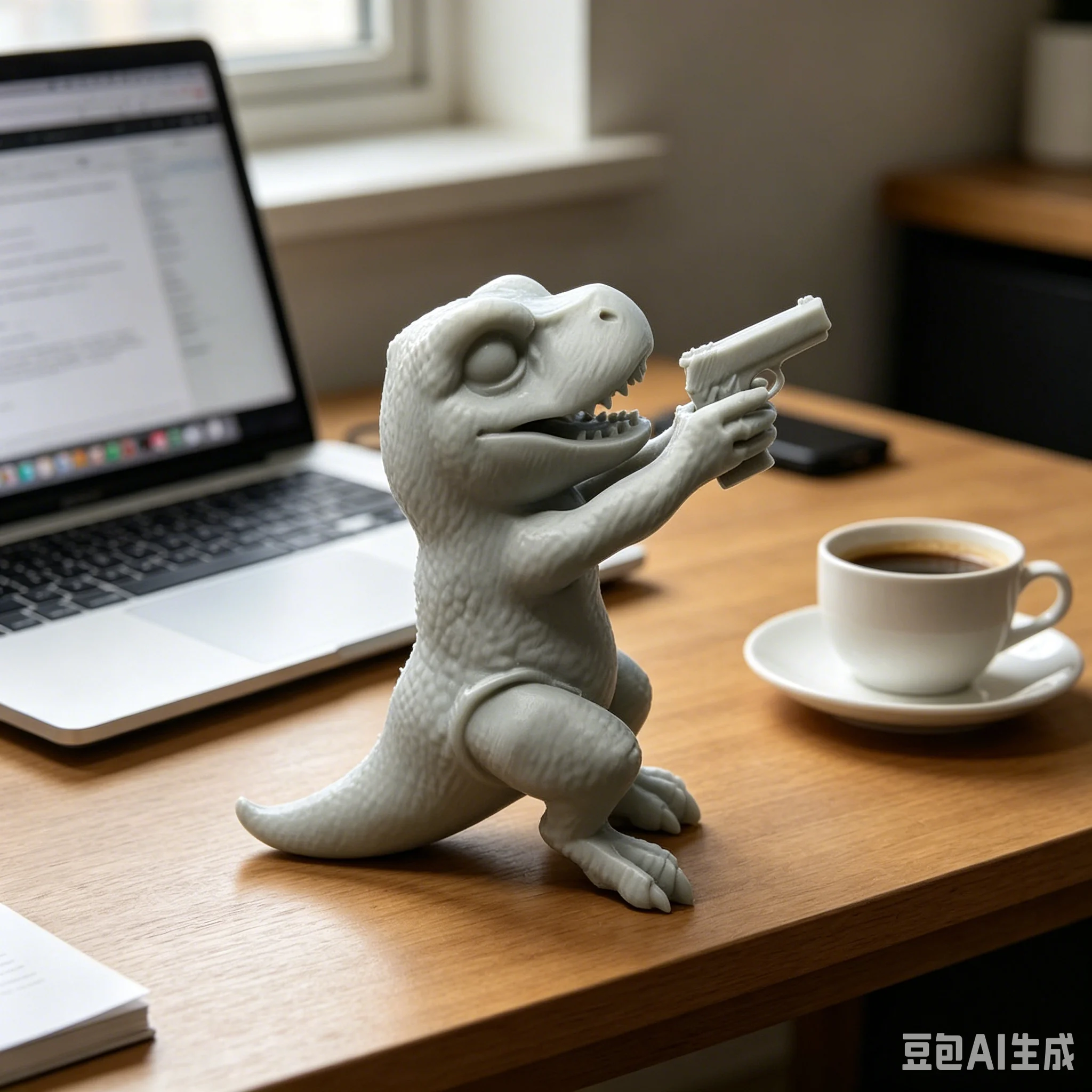 Gangster T-Rex Monitor Buddy Figurine,Mini Tyrannosaurus Ornament,Computer Monitor Funny Dinosaur Desktop Statue for Gaming Room