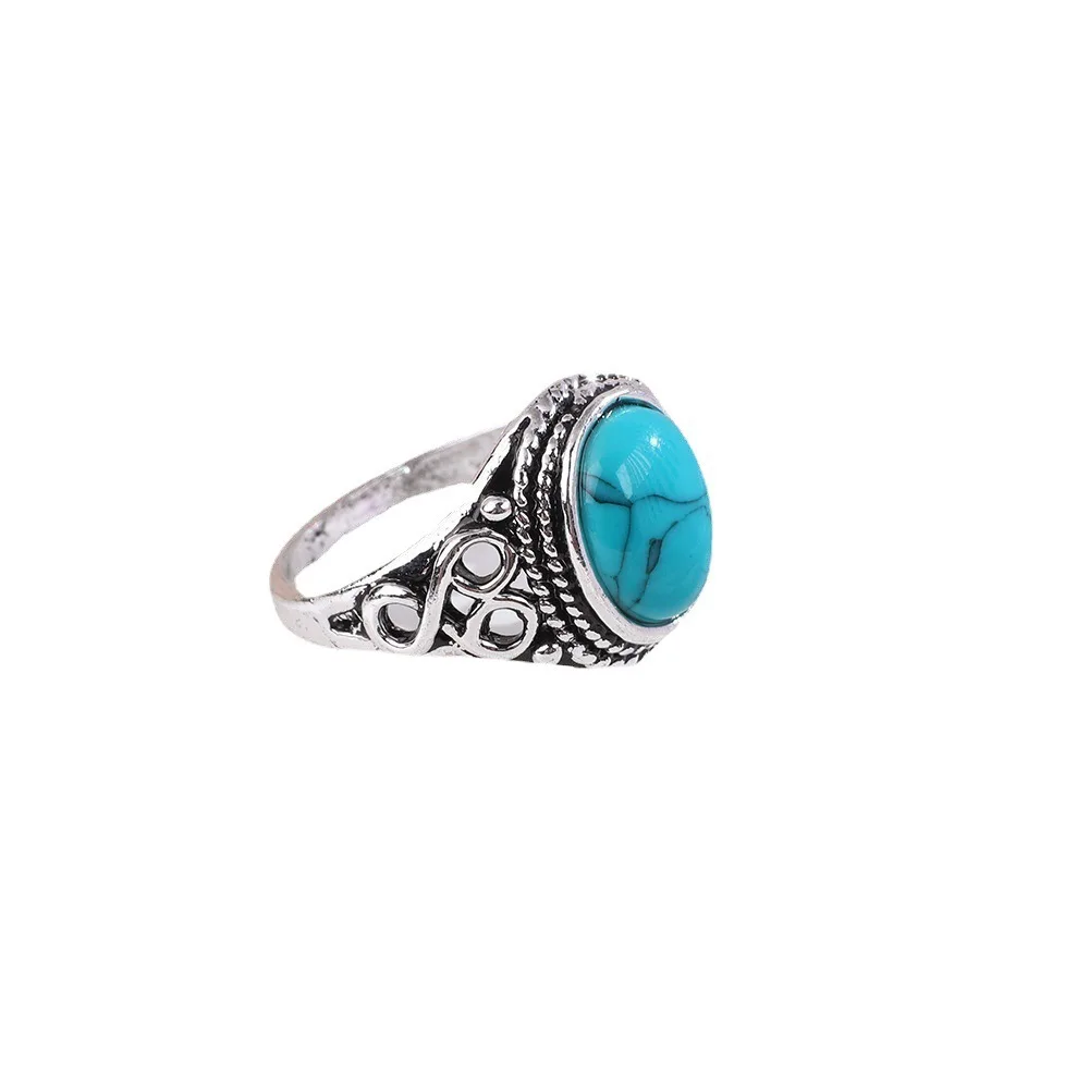 925 Sterling Silver Turquoise Vintage Rings For Women Engagement Wedding Luxury Jewelry Accessories Wholesale Jewellery