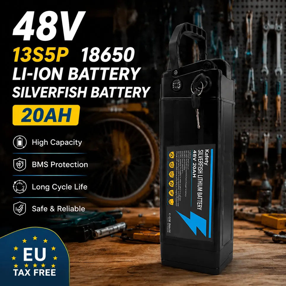 Image of 48V 20Ah Silverfish Lithium-Ionen Hochleistungs-Akku 250W 500W 750W 1000W 36V 20Ah 15Ah 18650 Akkupack + 2A Ladegerät