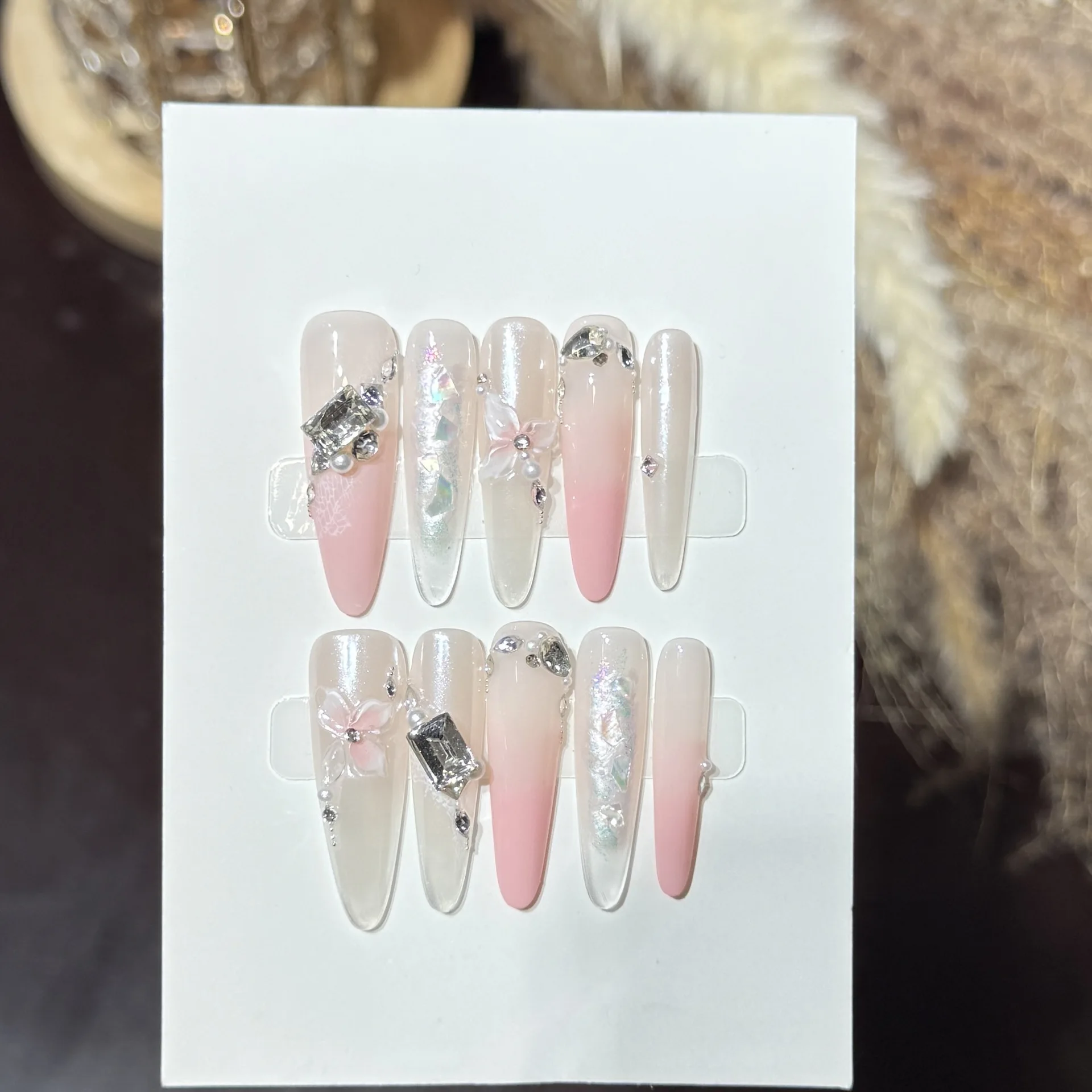 Pressed Flower Art - 10個入り サマースターズ キャッツアイ グリッターネイルアート K9ダイヤモンド DIY