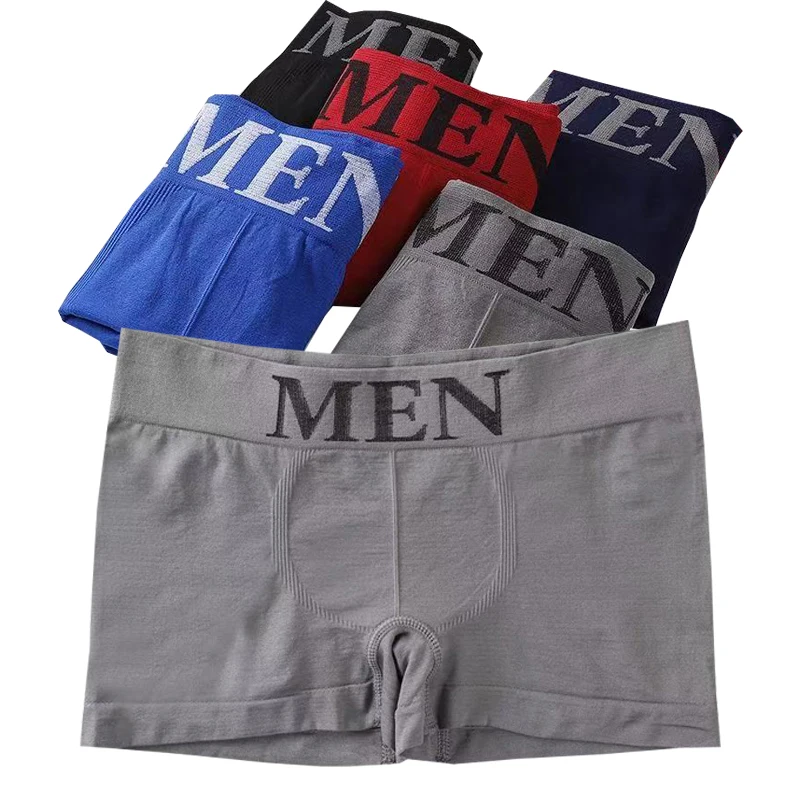 

1pcs Men's Comfortable Boxer Brief Plain Color Panties Male Breathable Seamless Mid-Rise Boxer Horts U-shape Convex Design Panty