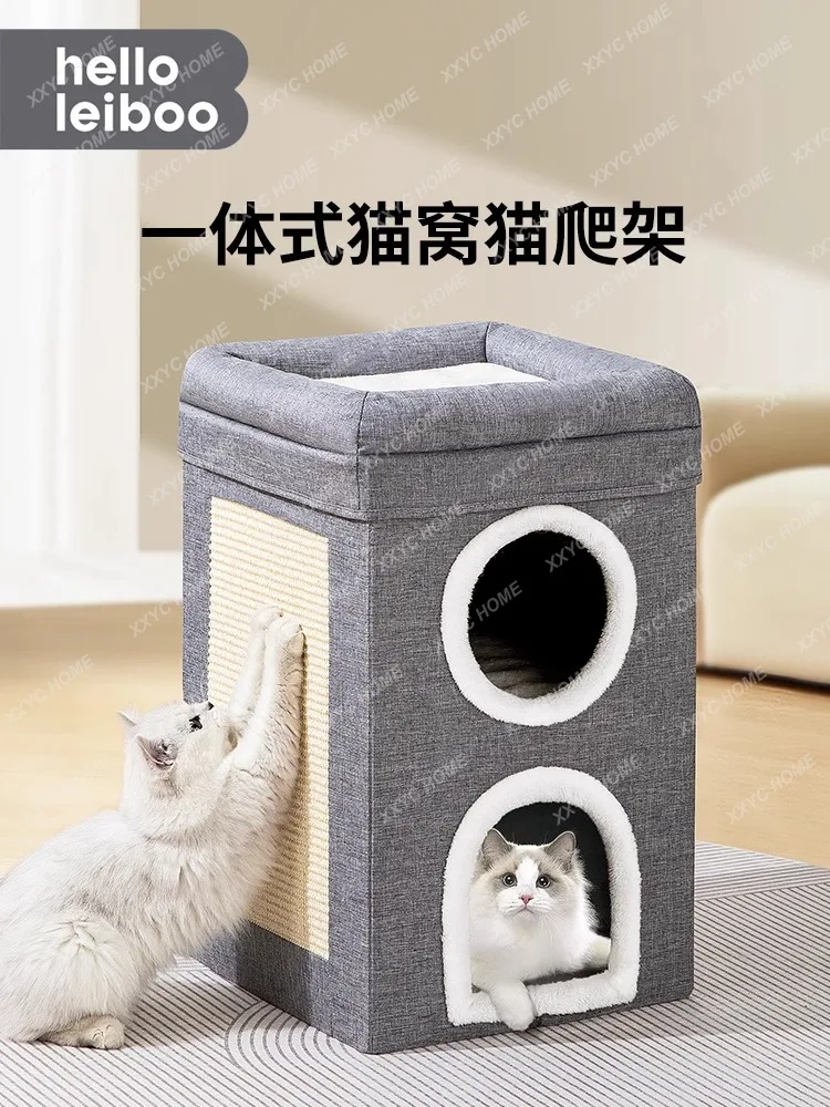 Cat Litter Cat Scratch Board Integrated Winter Warm Large Closed Upper and Lower Four Seasons Universal Sisal Cat Scratch Board