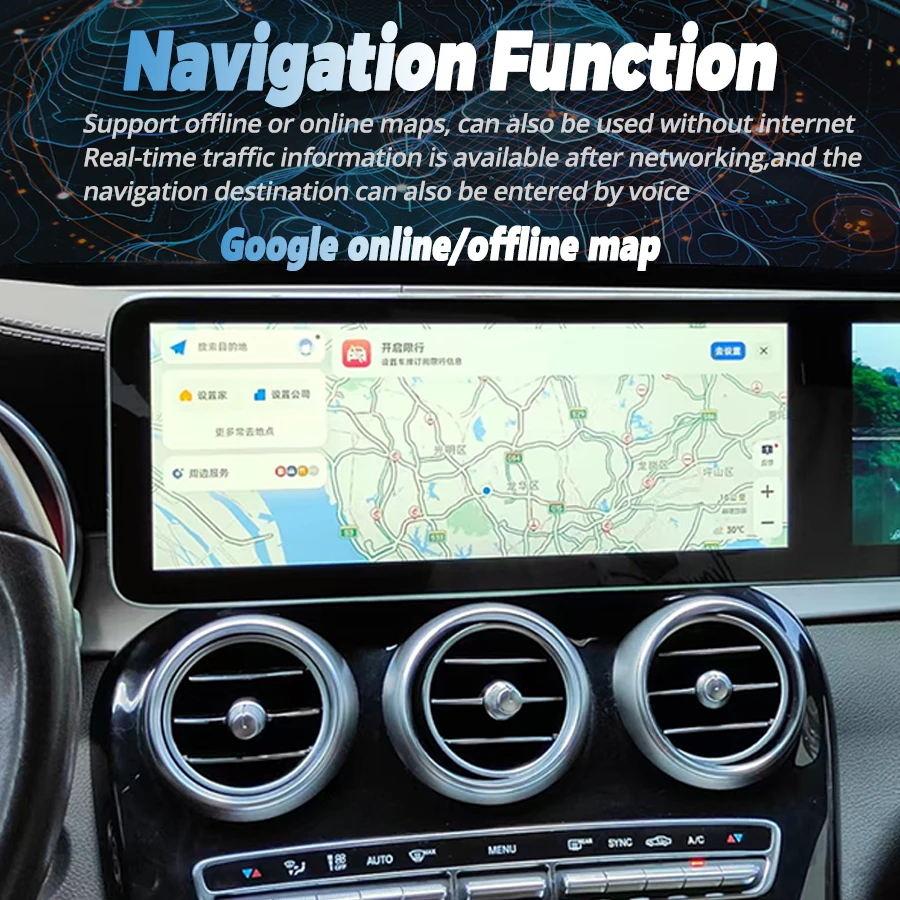 Dual 12.3inch Screen 128G Android Carplay For Benz C GLC NTG 5.0 5.5 6.0 2016-2022 Navigation GPS Car Multimedia Video Player