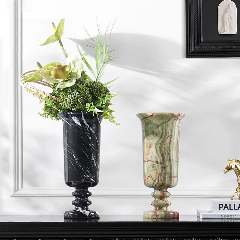 Simples e moderno vaso de mármore natural modelo sala mesa jantar tv gabinete decoração desktop ornamento artesanato