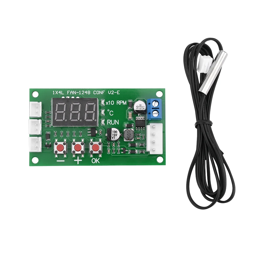 DC 12V 24V 48V 5A 4 Wire LED Digital Display PWM Motor Fan Speed Controller Governor Temperature Control Support EC EBM Fan