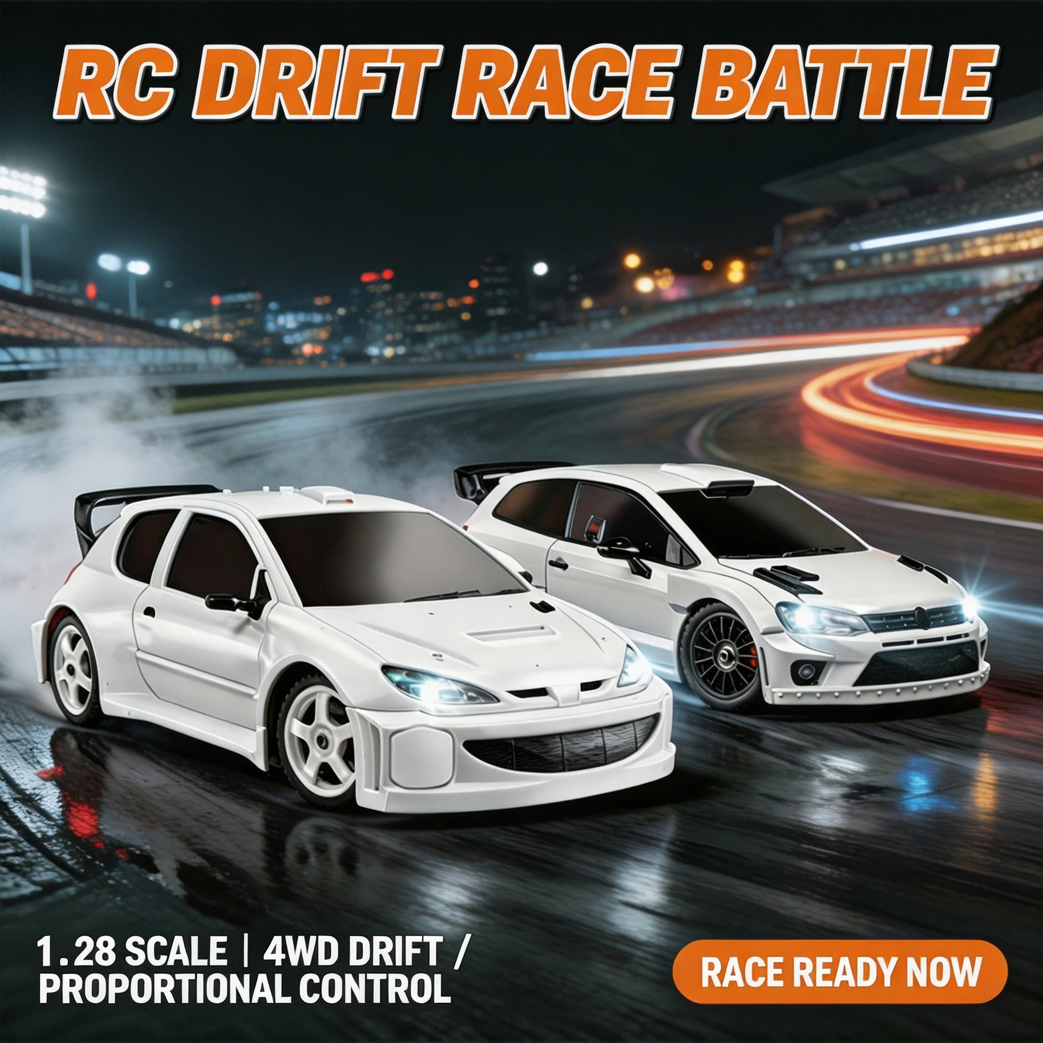 LDRC RC 4WD RC Drift Racing Car, Full Proportional Remote Control Sports Model with LED Lights, Birthday Gift for Boys Kids